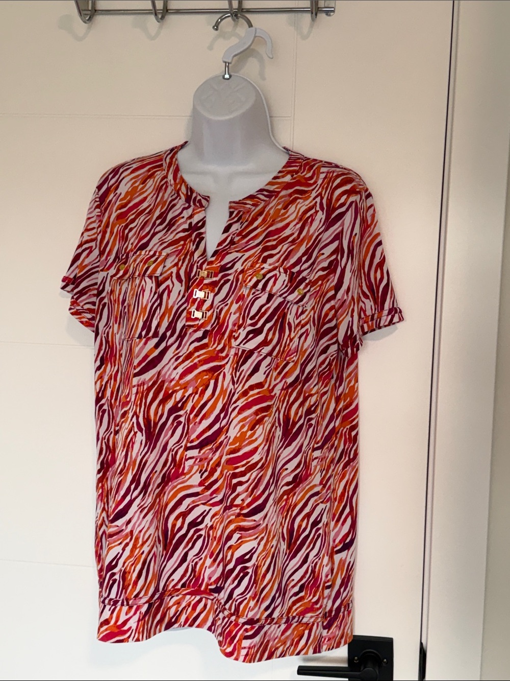 Anne Klein Short-Sleeve Printed Shirt